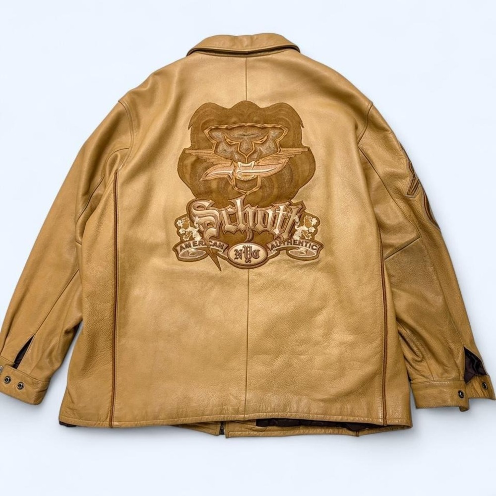 Vintage Schott NYC Embroidered Leather Jacket - 4XL